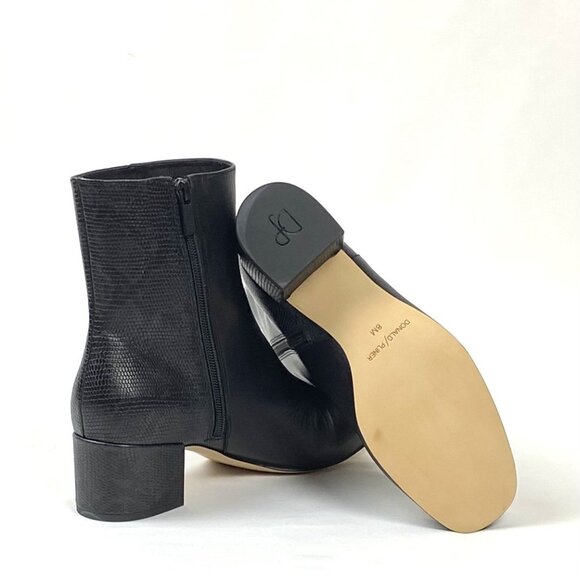 Donald Pliner Cindee Black Leather/Python Print Block Heel Ankle Boot 7.5 & 8 - Picture 7 of 10